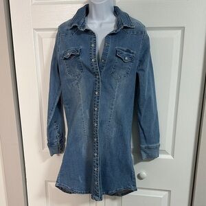 Classic Denim Button-Down Shirt for Women